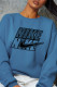Blue Sportswear Daily Print Patchwork Letter O Neck Tops