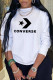White Fashion Sportswear Print Patchwork O Neck Tops