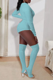 Grey Street Solid Patchwork Zipper Regular Rompers (Including Socks)