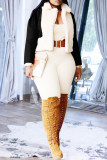 Red Fashion Casual Patchwork Cardigan Turndown Collar Outerwear