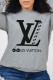 Grey Fashion Street Print Patchwork O Neck Tops