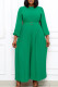 Green Casual Elegant Solid Patchwork With Belt O Neck Straight Jumpsuits