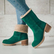 Green Casual Street Sequins Round Keep Warm Shoes