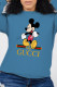 Blue Fashion Casual Character Patchwork O Neck Tops