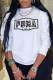 White Fashion Sportswear Print Patchwork O Neck Tops