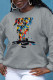 Grey Casual Sportswear Print Patchwork O Neck Tops