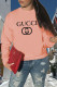 Pink Fashion Casual Print Letter O Neck Tops
