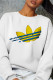 White Casual Sportswear Print Patchwork O Neck Tops