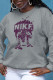 Grey Fashion Street Print Patchwork Letter O Neck Tops