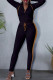 Black Casual Solid Patchwork Zipper Hooded Collar Long Sleeve Two Pieces