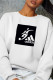 White Fashion Sportswear Print Patchwork O Neck Tops