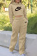 Khaki Fashion Street Print Patchwork Hooded Collar Long Sleeve Two Pieces