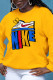 Yellow Casual Sportswear Print Patchwork O Neck Tops