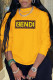 Yellow Casual Sportswear Print Patchwork O Neck Tops