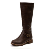 Brown Fashion Casual Solid Color Round Keep Warm Boots