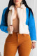 Light Blue Fashion Casual Patchwork Cardigan Turndown Collar Outerwear