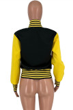 Black Fashion Casual Letter Patchwork Buckle Outerwear