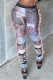 Brown Fashion Casual Print Tassel Patchwork Regular High Waist Pencil Trousers