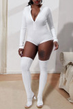 Grey Street Solid Patchwork Zipper Regular Rompers (Including Socks)