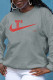 Grey Fashion Sportswear Print Patchwork O Neck Tops