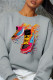 Grey Casual Sportswear Print Patchwork O Neck Tops