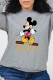 Grey Fashion Casual Character Patchwork O Neck Tops