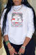 White Casual Sportswear Print Patchwork O Neck Tops