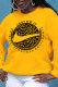 Yellow Fashion Sportswear Print Patchwork O Neck Tops