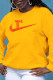 Yellow Fashion Sportswear Print Patchwork O Neck Tops