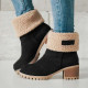 Black Casual Street Sequins Round Keep Warm Shoes