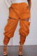 Orange Fashion Casual Solid Hollowed Out Regular High Waist Trousers
