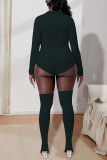 Grey Street Solid Patchwork Zipper Regular Rompers (Including Socks)