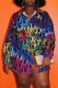 Multi-color Fashion Sexy Print Patchwork Turndown Collar One Step Skirt Dresses