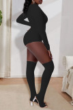 Grey Street Solid Patchwork Zipper Regular Rompers (Including Socks)