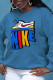 Blue Casual Sportswear Print Patchwork O Neck Tops