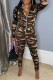 Camouflage Fashion Casual Camouflage Print Basic Zipper Collar Long Sleeve Two Pieces