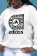 White Casual Sportswear Print Patchwork O Neck Tops