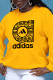 Yellow Casual Sportswear Print Patchwork O Neck Tops