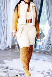 Red Fashion Casual Patchwork Cardigan Turndown Collar Outerwear