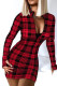 Red Sexy Print Patchwork Zipper Collar Pencil Skirt Dresses