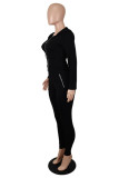 Pink Fashion Casual Solid Basic Hooded Collar Long Sleeve Two Pieces