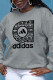 Grey Casual Sportswear Print Patchwork O Neck Tops