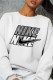 White Sportswear Daily Print Patchwork Letter O Neck Tops