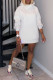 White Casual Solid Patchwork Hooded Collar Long Sleeve Dresses