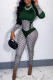 Green Fashion Street Print Patchwork O Neck Jumpsuits
