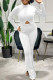 White Fashion Casual Solid Patchwork Turtleneck Long Sleeve Two Pieces