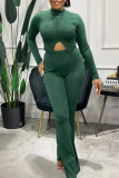 White Fashion Casual Solid Patchwork Turtleneck Long Sleeve Two Pieces