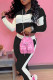 Black Fashion Casual Patchwork Basic Zipper Collar Long Sleeve Two Pieces