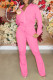 Rose Red Fashion Casual Solid Basic Hooded Collar Long Sleeve Two Pieces