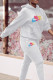 White Fashion Casual Print Patchwork Hooded Collar Long Sleeve Two Pieces